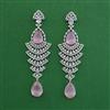 American Diamond Long Earring with Rhodium Plating