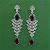 American Diamond Long Earring with Rhodium Plating