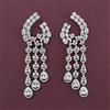 American Diamond Long Earring with Rhodium Plating Carat Plating
