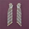 American Diamond Long Earring with Rhodium Plating Carat Plating