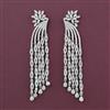 American Diamond Long Earring with Rhodium Plating Carat Plating