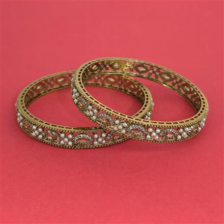 American Diamond Classic Bangles With Mehndi Plating