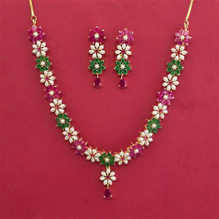 American Diamond Classic Necklace with Gold Plating