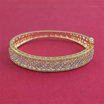 American Diamond Openable kada with Rhodium Plating 2 Tone Plating Mehndi Plating
