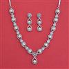 American Diamond Pearl Necklace with Rhodium Plating