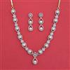 American Diamond Pearl Necklace with 2 Tone Plating