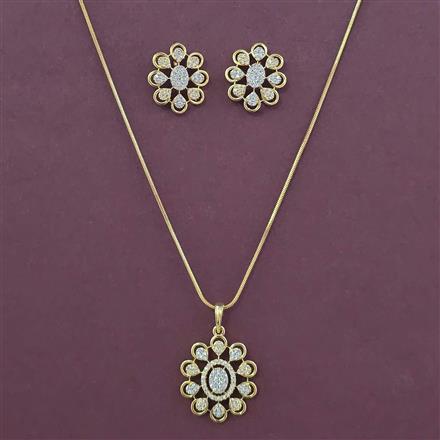 American Diamond Classic Pendant Set with 2 Tone Plating