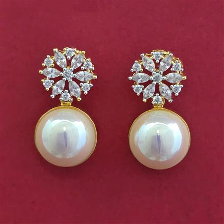 American Diamond Classic Earring with Rhodium Plating 2 Tone Plating Mehndi Plating