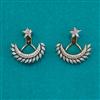 American Diamond Chand Earring with Rhodium Plating 2 Tone Plating Mehndi Plating