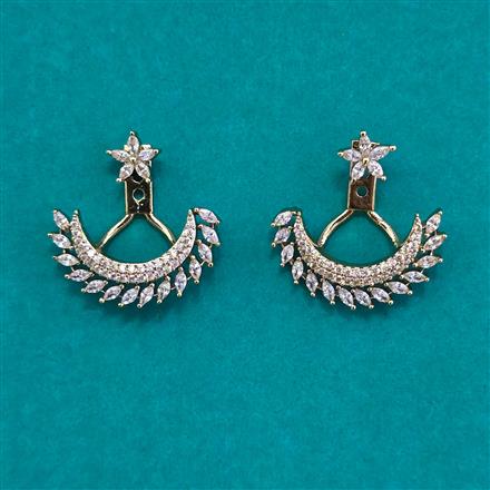 American Diamond Chand Earring with Rhodium Plating 2 Tone Plating Mehndi Plating