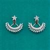 American Diamond Chand Earring with Rhodium Plating 2 Tone Plating Mehndi Plating