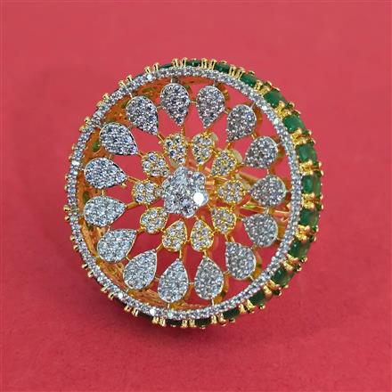 American Diamond Adjustable Ring with 2 Tone Plating