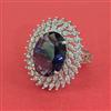 American Diamond Adjustable Ring with Rhodium Plating