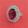 American Diamond Adjustable Ring with Rhodium Plating