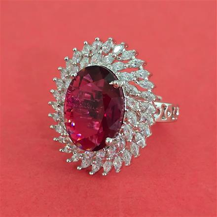 American Diamond Adjustable Ring with Rhodium Plating