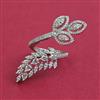 American Diamond Adjustable Ring with Rhodium Plating 2 Tone Plating Mehndi Plating