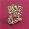 American Diamond Adjustable Ring with Rhodium Plating 2 Tone Plating Mehndi Plating