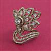 American Diamond Adjustable Ring with Rhodium Plating 2 Tone Plating Mehndi Plating