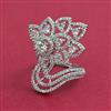 American Diamond Adjustable Ring with Rhodium Plating 2 Tone Plating Mehndi Plating