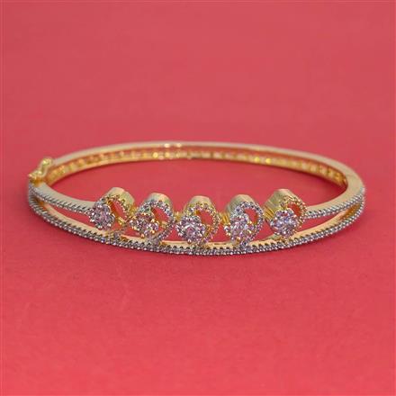 American Diamond Openable kada with Rhodium Plating 2 Tone Plating Mehndi Plating