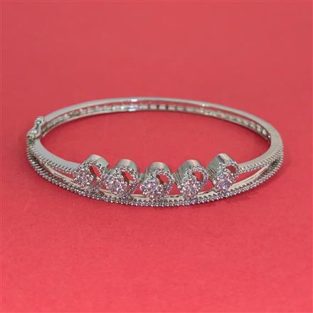 American Diamond Openable kada with Rhodium Plating 2 Tone Plating Mehndi Plating