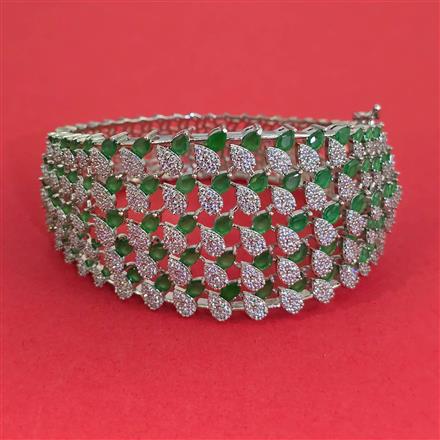 American Diamond Openable kada with Rhodium Plating
