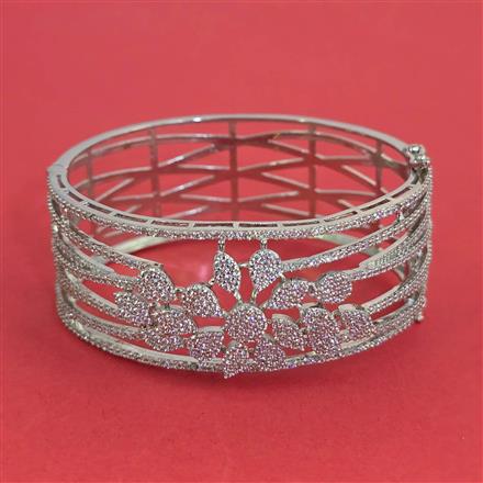 American Diamond Openable kada with Rhodium Plating 2 Tone Plating Mehndi Plating