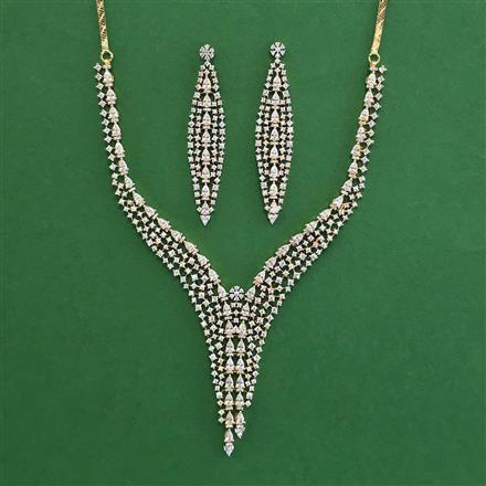 American Diamond Classic Necklace with Rhodium Plating 2 Tone Plating Mehndi Plating