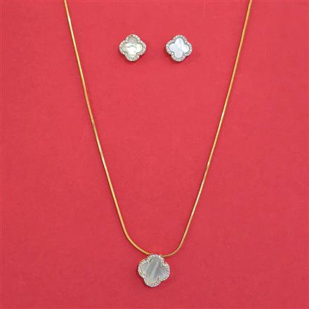 American Diamond Classic Pendant Set with Rhodium Plating 2 Tone Plating