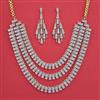 American Diamond 3 Line Necklace with Rhodium Plating 2 Tone Plating Mehndi Plating