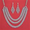 American Diamond 3 Line Necklace with Rhodium Plating 2 Tone Plating Mehndi Plating