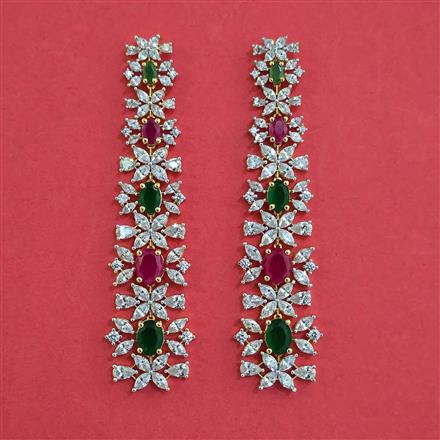 American Diamond Long Earring with 2 Tone Plating