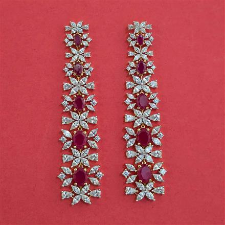 American Diamond Long Earring with 2 Tone Plating