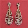 American Diamond Long Earring with Rhodium Plating 2 Tone Plating Mehndi Plating