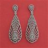 American Diamond Long Earring with Rhodium Plating 2 Tone Plating Mehndi Plating