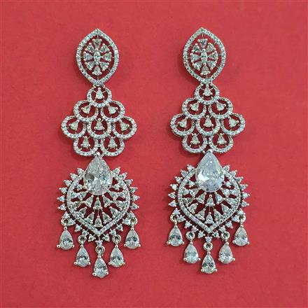 American Diamond Classic Earring with Rhodium Plating