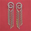 American Diamond Long Earring with Rhodium Plating 2 Tone Plating Mehndi Plating