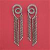 American Diamond Long Earring with Rhodium Plating 2 Tone Plating Mehndi Plating