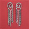 American Diamond Long Earring with Rhodium Plating 2 Tone Plating Mehndi Plating