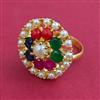 American Diamond Adjustable Ring with Gold Plating