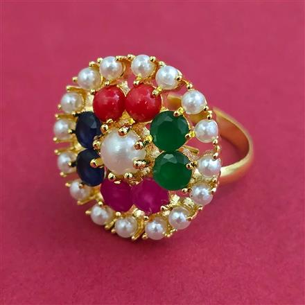 American Diamond Adjustable Ring with Gold Plating