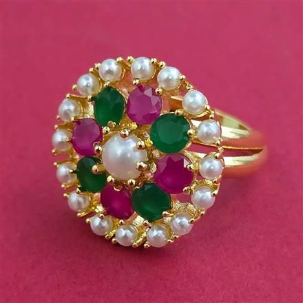 American Diamond Adjustable Ring with Gold Plating