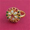 American Diamond Adjustable Ring with Gold Plating