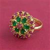 American Diamond Adjustable Ring with Gold Plating