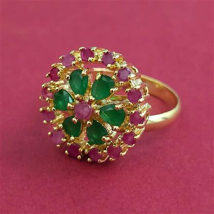 American Diamond Adjustable Ring with Gold Plating