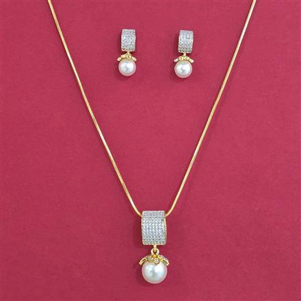 American Diamond Classic Pendant Set with 2 Tone Plating