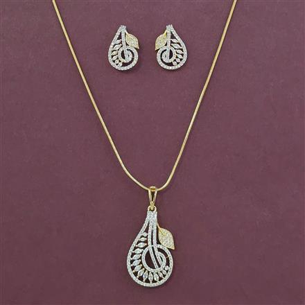 American Diamond Classic Pendant Set with 2 Tone Plating