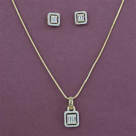 American Diamond Delicate Pendant Set with 2 Tone Plating