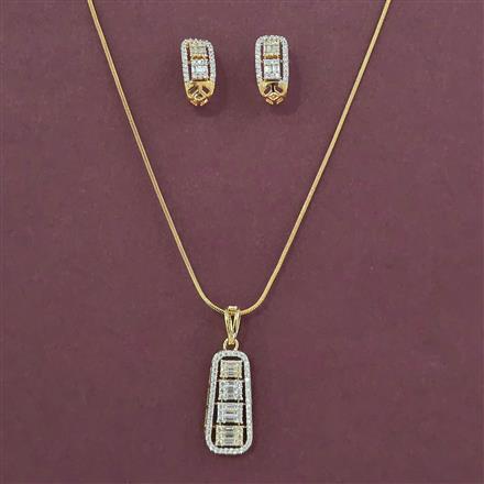 American Diamond Classic Pendant Set with 2 Tone Plating