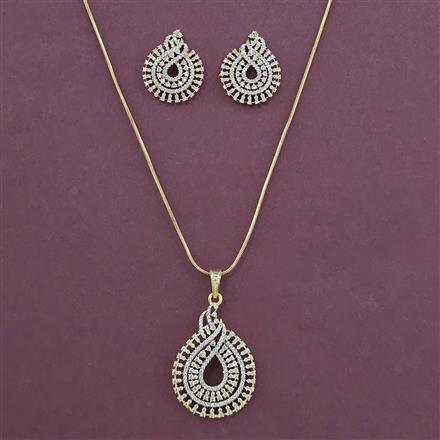 American Diamond Classic Pendant Set with 2 Tone Plating